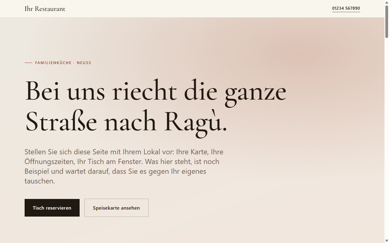 Vorschau der Restaurant-Beispielseite